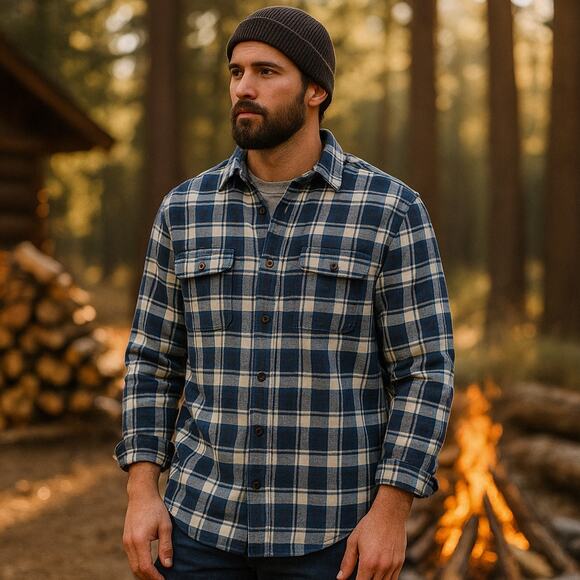 Jachs Other - JACHS 2XL Blue Plaid Flannel Shirt Cotton Button Down Long Sleeve Workwear